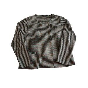 Gudrun Sjoden 100% Organic Cotton Striped One Pocket Cardigan Sweater Size M